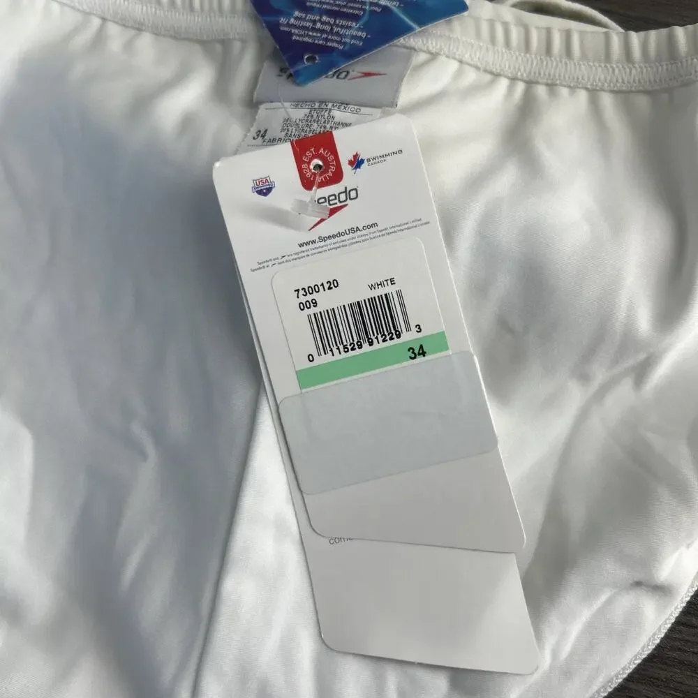 Speedo Men’s Swim Brief Size 34 White NWT New Old Stock Racing Swimsuit READ